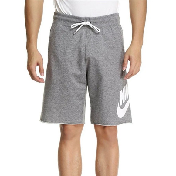 Nike Men’s Large Logo Printing Basketball Athletic Sports Shorts Gray White - Picture 1 of 6